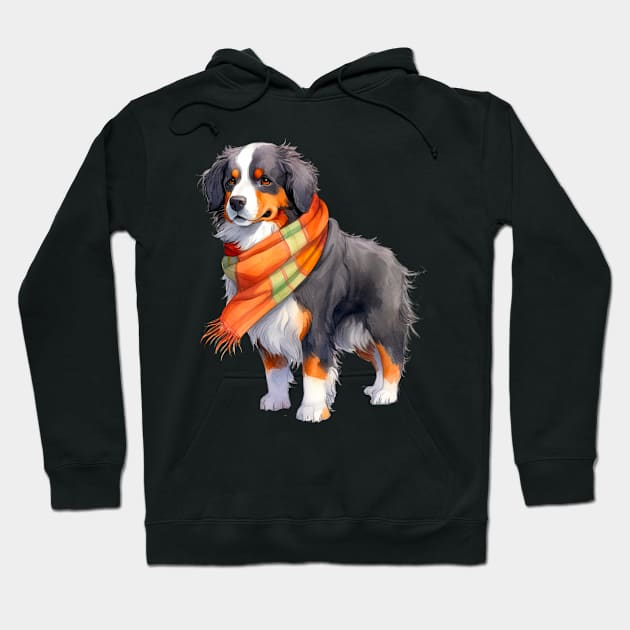 Burnese mountain winter dog Hoodie by piscoletters